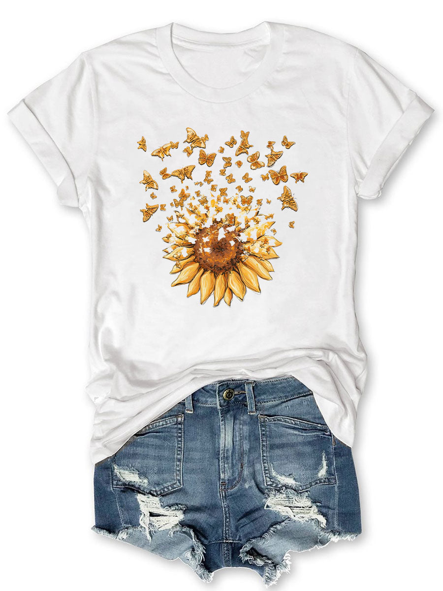 Sonnenblumen-Schmetterlings-T-Shirt