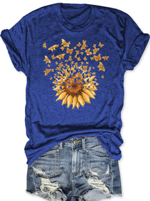 Sonnenblumen-Schmetterlings-T-Shirt