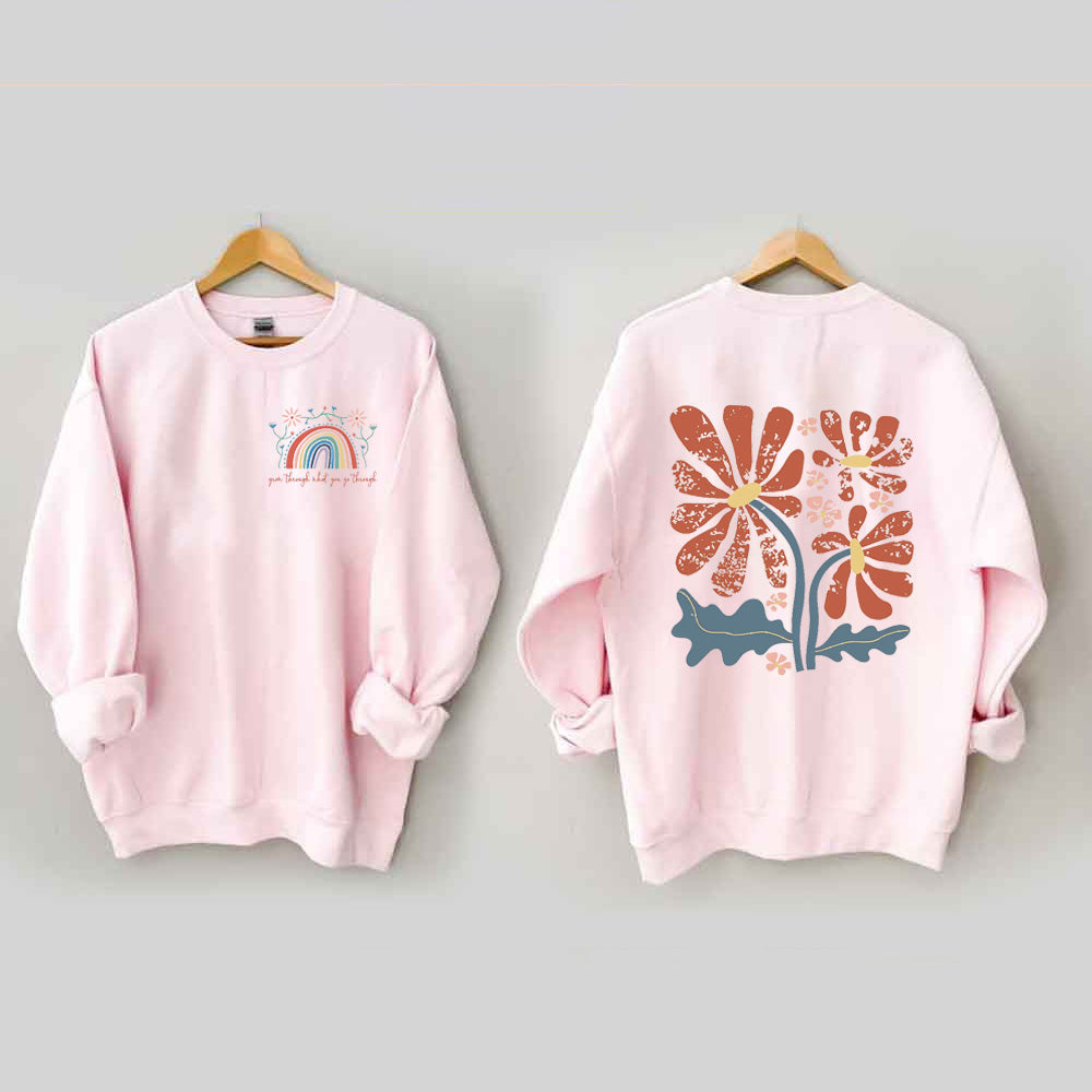 Croître à travers ce que vous allez à travers Boho Flowers Sweatshirt