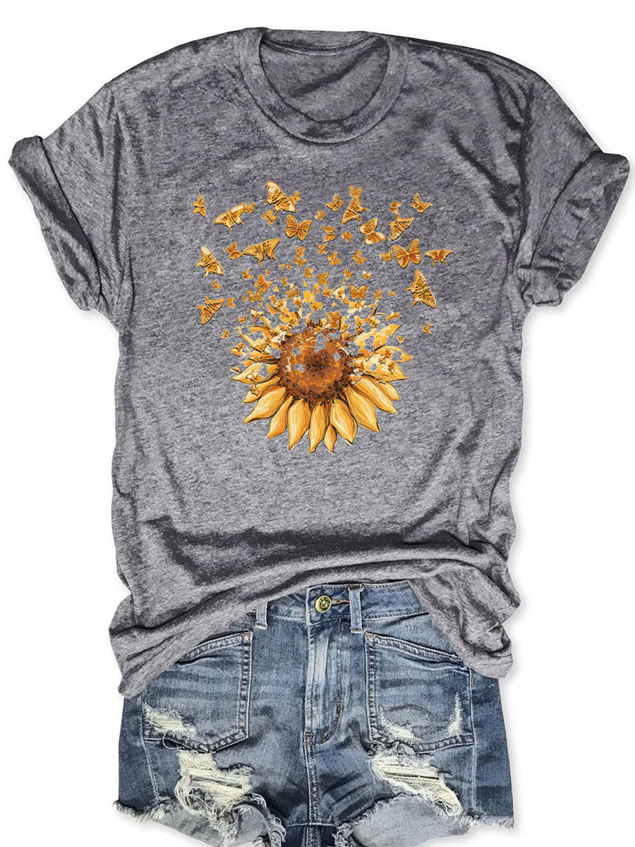 Sonnenblumen-Schmetterlings-T-Shirt