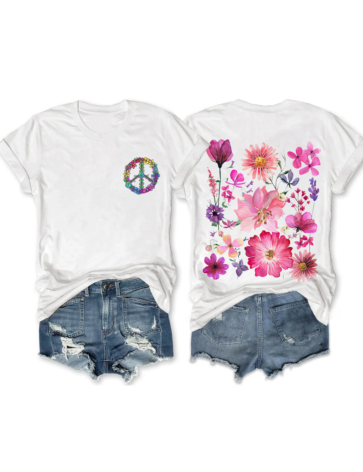 Boho-Wildblumen-T-Shirt