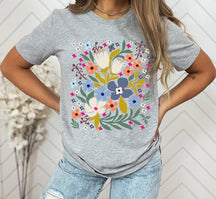 Lässiges T-Shirt mit Wildblumen-Print