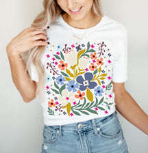 Lässiges T-Shirt mit Wildblumen-Print