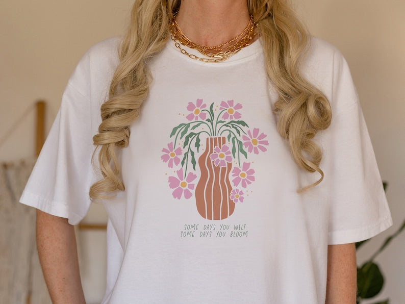 T-shirt Boho à Imprimé Vase Floral