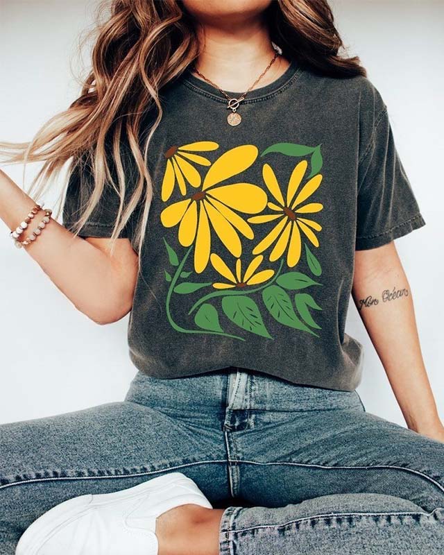 T-shirt floral esthétique de tournesol de Boho