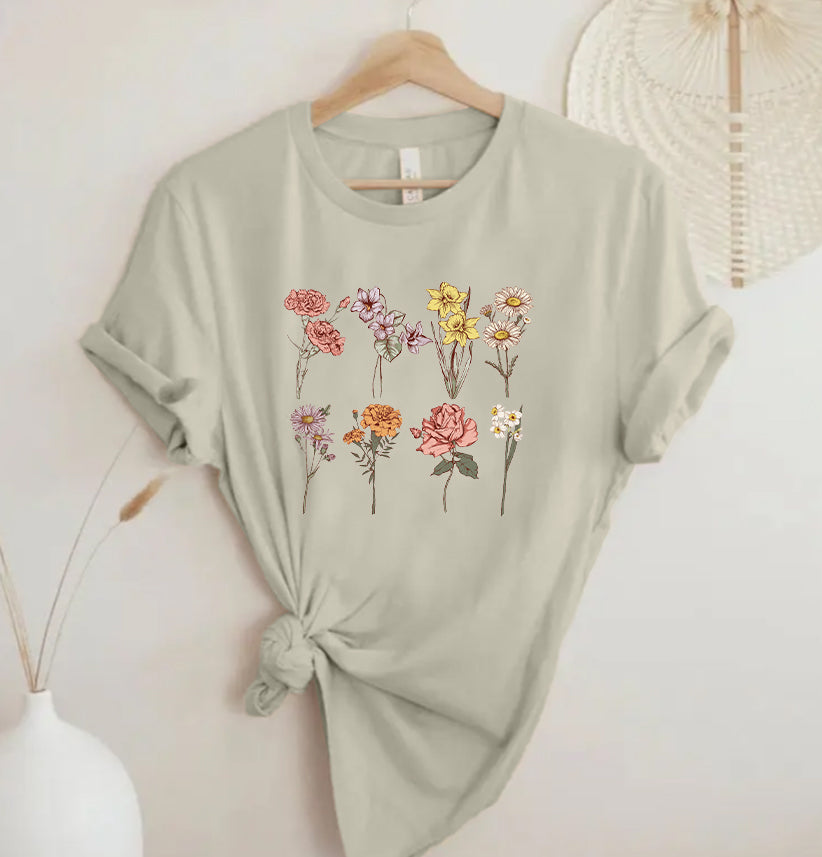 Individuelles Geburtsmonats-Geburtsblumen-T-Shirt