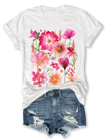 Vintage T-Shirt mit gepressten Blumen