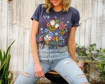 Lässiges T-Shirt mit Wildblumen-Print