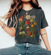 Vintages botanisches Blumen-T-Shirt