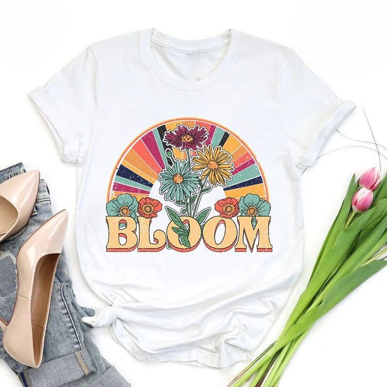 T-shirt fleurs sauvages rétro Bloom