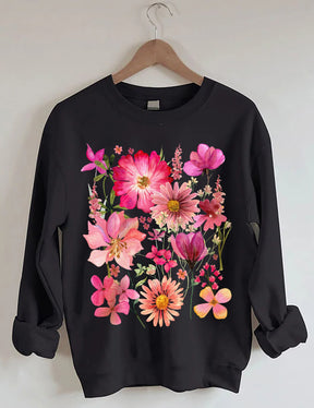 Vintage Sweatshirt mit gepressten Blumen