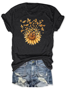 Sonnenblumen-Schmetterlings-T-Shirt