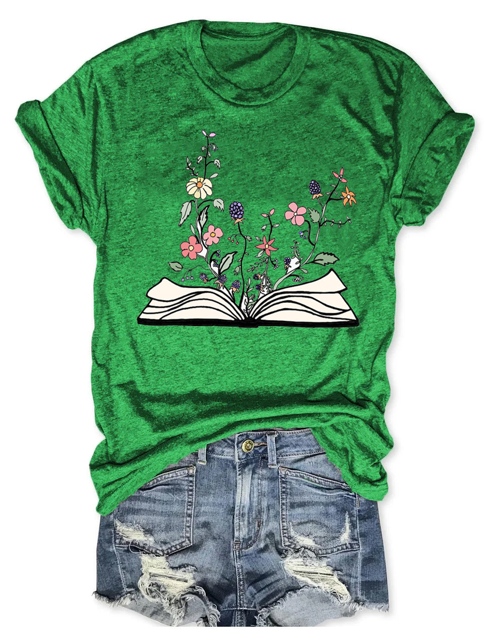 Fleurs poussant à partir de livre T-shirt