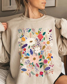 Blumen-Sweatshirt, Wildblumen-Damen-Sweatshirt