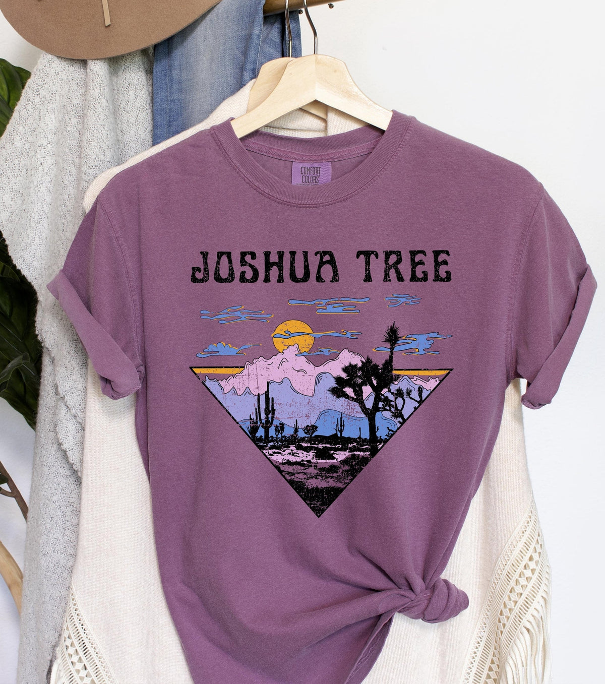 Joshua Tree Parc National Rétro Confort Couleurs Tshirt