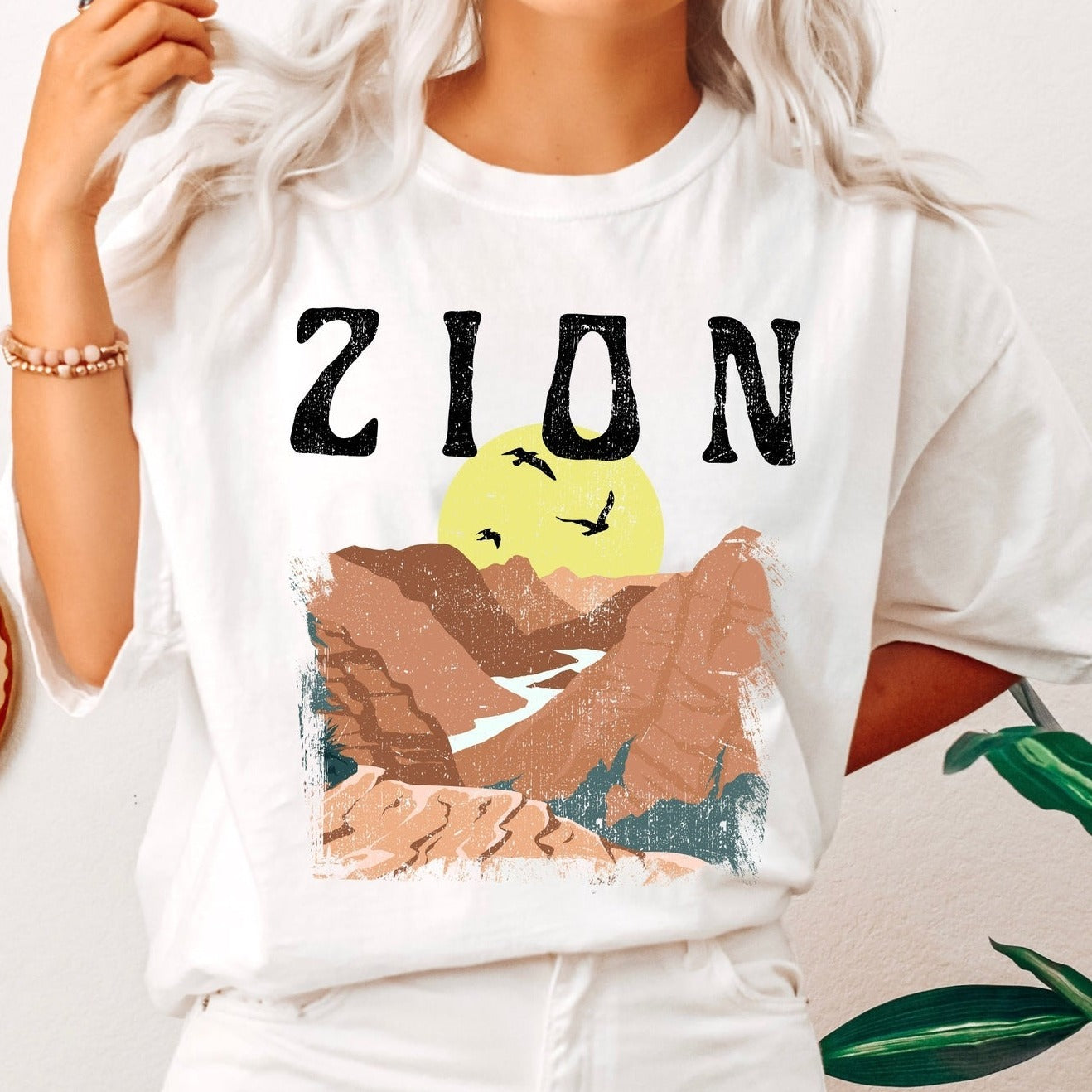 T-shirt de couleurs de confort rétro de parc national de Zion