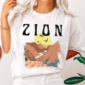 T-shirt de couleurs de confort rétro de parc national de Zion