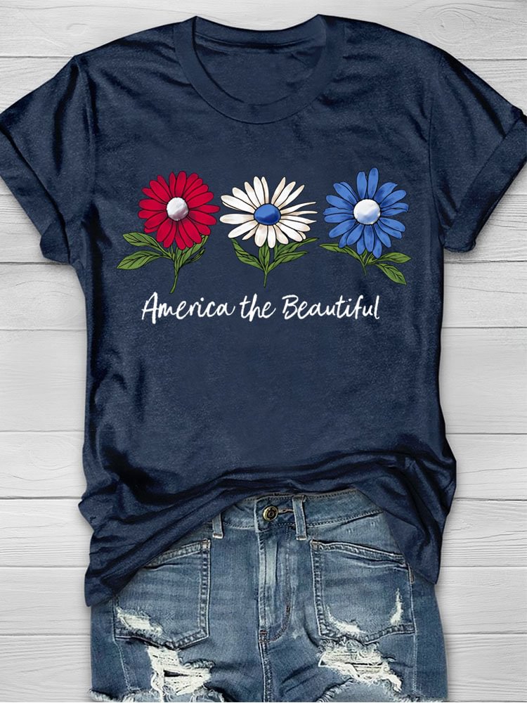 America The Beautiful Print T-shirt