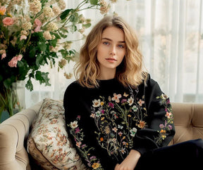 Vintage Pressed Flowers Boho Cottagecore Crewneck Sweatshirt