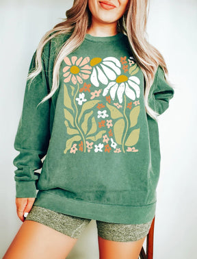 Couleurs de confort Boho fleurs sauvages Floral Nature Sweatshirt