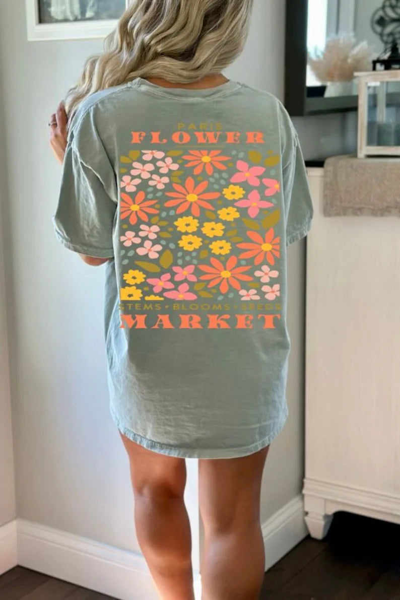 Vintage gepresste Blumen Boho Wildblumen T-Shirt