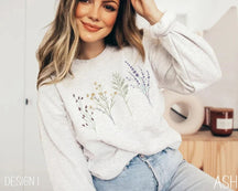 Séché WildFlower Minimalistic Botanical Crewneck Sweatshirt