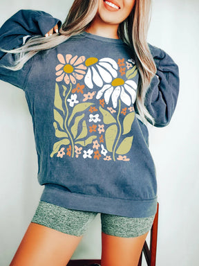 Couleurs de confort Boho fleurs sauvages Floral Nature Sweatshirt