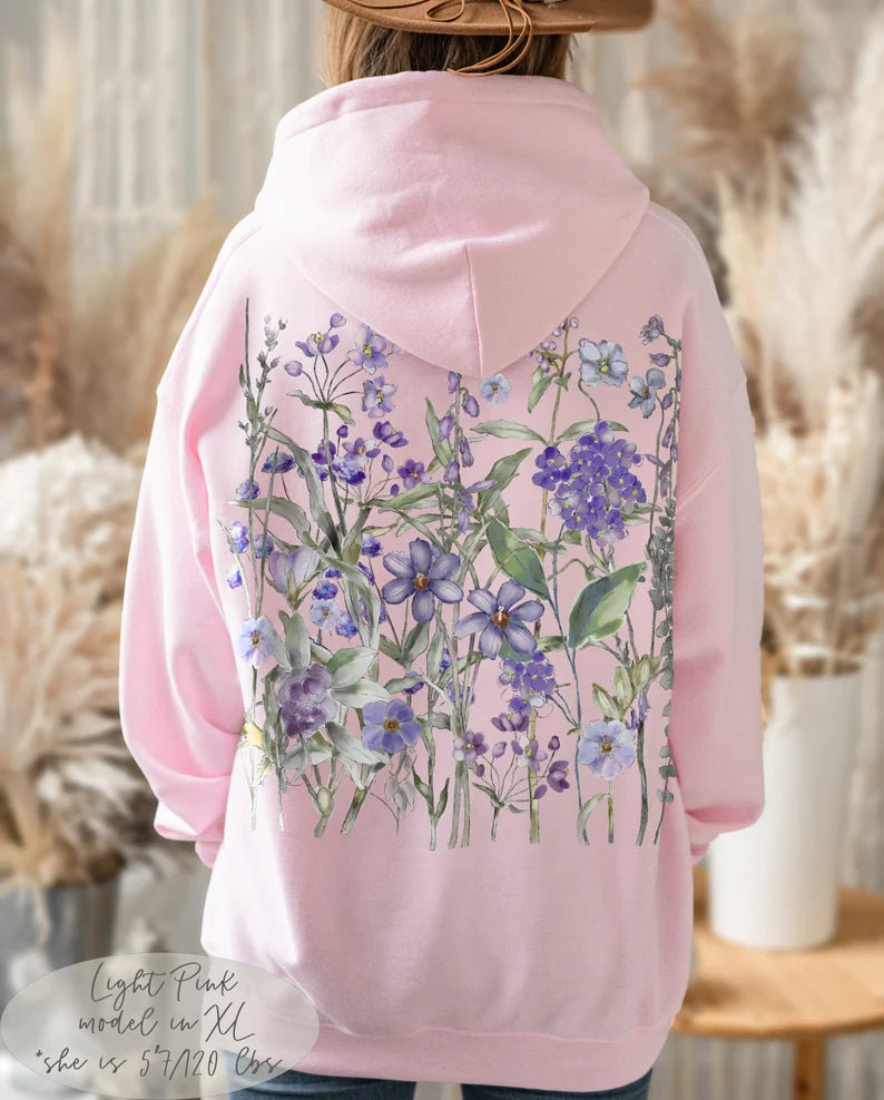 Vintage gepresste Blumen Kapuzenpullover