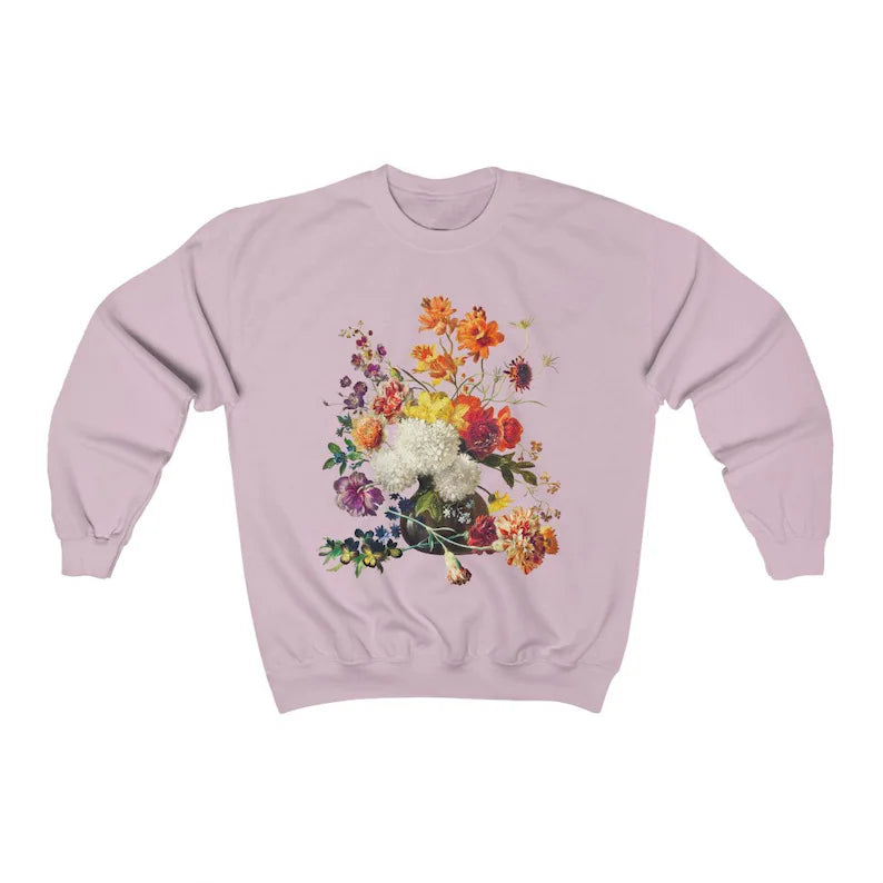 Sweat-shirt vintage à fleurs esthétiques