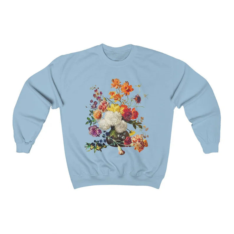 Sweat-shirt vintage à fleurs esthétiques